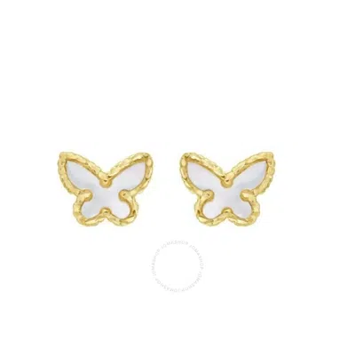 TRESORRA TRESORRA 14K YELLOW GOLD PRIMAVERA MOP BUTTERFLY STUD EARRINGS