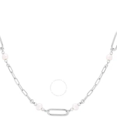 TRESORRA TRESORRA STERLING SILVER PEARL PAPERCLIP NECKLACE