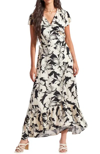 TRIBAL SHORT SLEEVE WRAP UP PRINT MAXI DRESS IN WAILEA