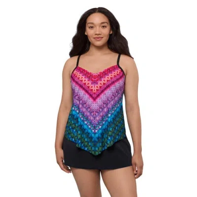 TRIMSHAPER TRIMSHAPER HANK HANDKERCHIEF PLUS SIZE TANKINI SWIMSUIT TOP