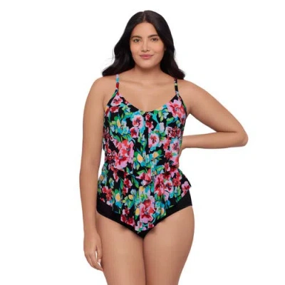 TRIMSHAPER TRIMSHAPER RONNIE 2 TIER RUFFLE TANKINI SWIMSUIT TOP