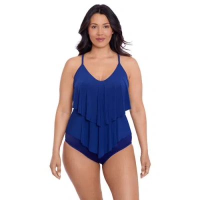 TRIMSHAPER TRIMSHAPER RONNIE 2 TIER RUFFLE TANKINI SWIMSUIT TOP
