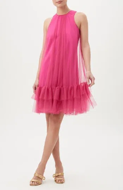 TRINA TRINA TURK TRINA TRINA TURK OTAKU RUFFLED TULLE OVERLAY TRAPEZE DRESS