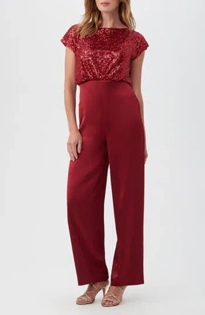 TRINA TRINA TURK TRINA TURK SHIMAI 2 SEQUIN BODICE CAP SLEEVE JUMPSUIT