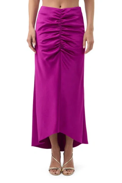 TRINA TURK TRINA TURK ASPEN SATIN RUCHED MIDI SKIRT