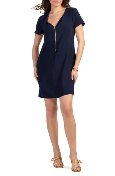 TRINA TURK TRINA TURK BANNING 2 FRONT ZIP SHIFT DRESS