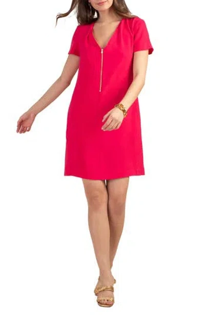 TRINA TURK TRINA TURK BANNING 2 FRONT ZIP SHIFT DRESS
