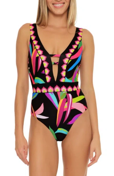 TRINA TURK TRINA TURK BIRDS OF PARADISE CUTOUT ONE-PIECE SWIMSUIT