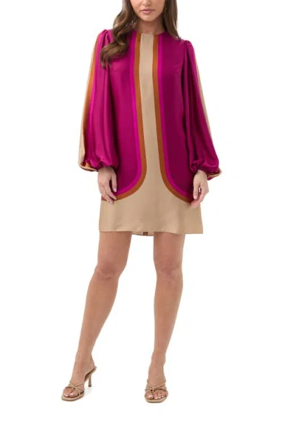 TRINA TURK TRINA TURK ELM LONG SLEEVE PRINTED SHIFT DRESS