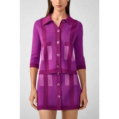 TRINA TURK TRINA TURK GAIA COLORBLOCK COLLARED CARDIGAN