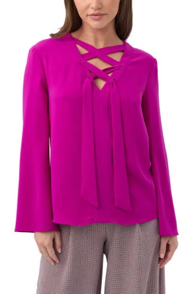 TRINA TURK TRINA TURK PICABELLA LACE UP NECK TOP