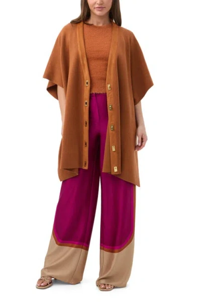 TRINA TURK TRINA TURK SAPPHIRE OVERSIZED KNIT PONCHO