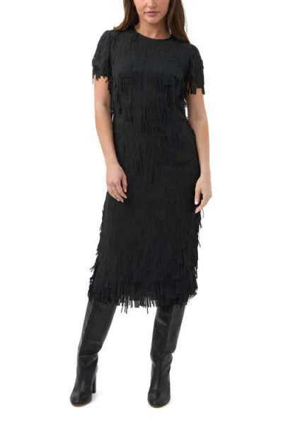 TRINA TURK TRINA TURK SILKOAK FRINGE MIDI DRESS