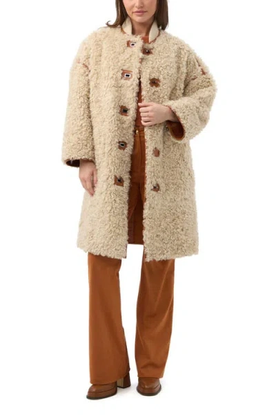 TRINA TURK TRINA TURK SPARTAN REVERSIBLE FAUX SHEARLING AND FAUX SUEDE COAT