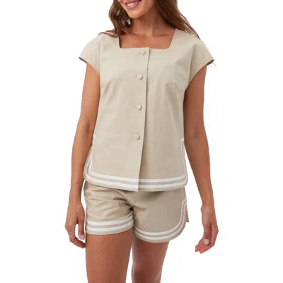 TRINA TURK TRINA TURK VALENCE BUTTON FRONT LINEN TOP