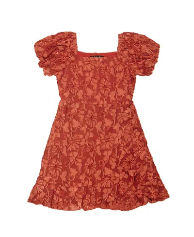 TRIXXI BIG GIRLS PUFF SLEEVE FAUX WRAP DRESS