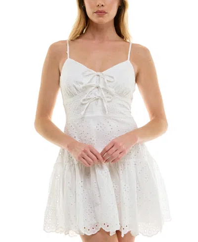 TRIXXI JUNIORS' EYELET FIT & FLARE DRESS