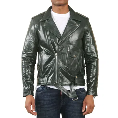 TRUCLOTHING COW HIDE BIKER BRANDO CROSS ZIP LEATHER JACKET