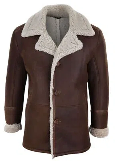 TRUCLOTHING HERRENJACKE 100% ECHTLEDER SCHAFFELL JACKE VINTAGE KNOPFLEISTE UBOOT MANTEL