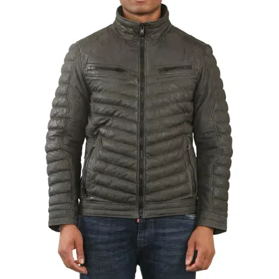TRUCLOTHING QUILTED PUFFER SOFT NAPA LEATHER JACKET