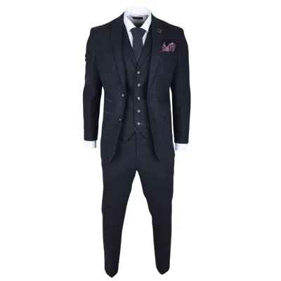 TRUCLOTHING ROBERT SIMON RYAN - MEN'S 3 PIECE NAVY TWEED SLIM FIT SUIT