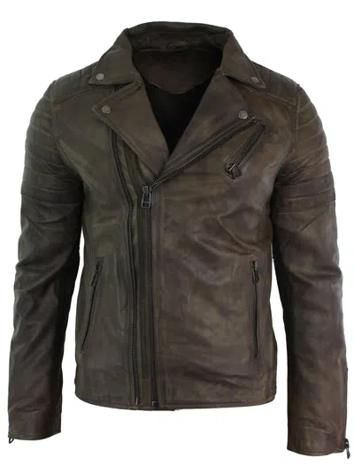 TRUCLOTHING SLIM CROSS ZIP BRANDO REAL LEATHER JACKET