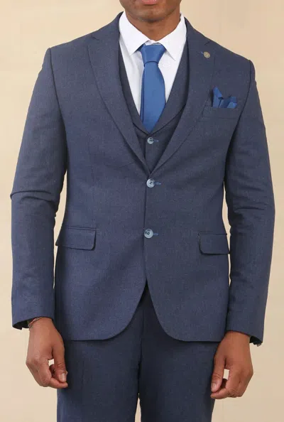 TRUCLOTHING TP-24 - MEN'S NAVY 3 PIECE LINEN SUMMER WEDDING SUIT