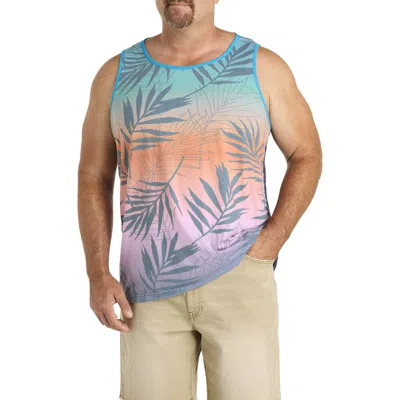 TRUE NATION BY DXL TRUE NATION BY DXL BIG & TALL MULTI LEAF PRINT SLEEVELESS T-SHIRT