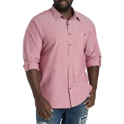 TRUE NATION BY DXL TRUE NATION BY DXL BIG & TALL WASHED OXFORD ROLLED-SLEEVE SPORT SHIRT