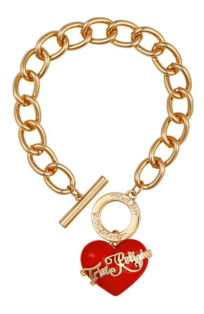 TRUE RELIGION TRUE RELIGION CHUNKY RED HEART CHARM BRACELET
