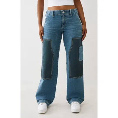 TRUE RELIGION TRUE RELIGION COLORBLOCK WIDE LEG CARPENTER JEANS