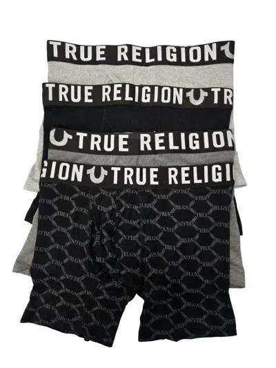TRUE RELIGION MEN'S 4-PACK MODAL BOXER BRIEFS IN BLACK/GREY/CHARCOAL