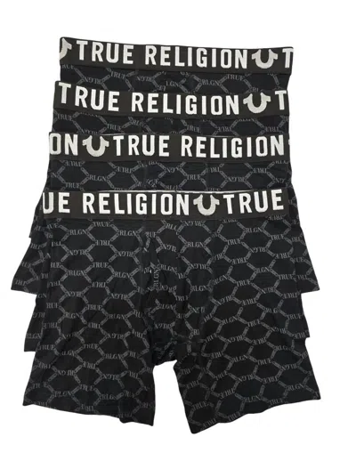 TRUE RELIGION MEN'S 4-PACK MODAL BOXER BRIEFS IN BLACK/LOGO