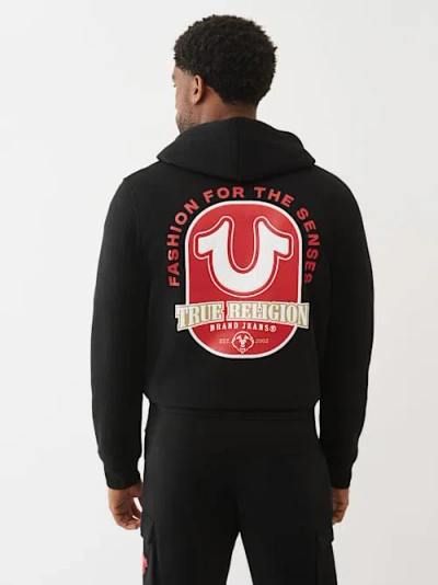 TRUE RELIGION MEN'S HORSESHOE OUTLINE ZIP HOODIE