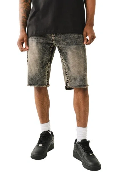 TRUE RELIGION TRUE RELIGION RICKY FRAYED STRAIGHT LEG DENIM SHORTS