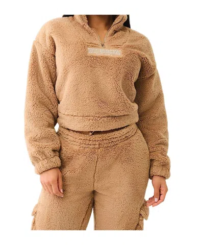 TRUE RELIGION SHERPA LOGO HALF-ZIP PULLOVER