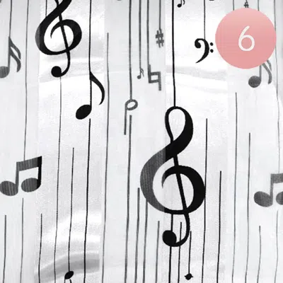 TRUEDAMES 6PCS - SILK FEEL STRIPED MUSIC NOTES PRINT SCARF