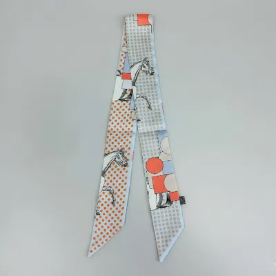 TRUEDAMES ABSTRACT HORSE GRID PATTERN PRINTED TWILLY SKINNY SCARF