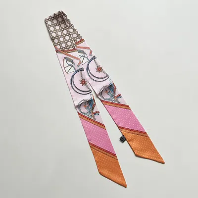 TRUEDAMES ABSTRACT PATTERN PRINTED TWILLY SKINNY SCARF