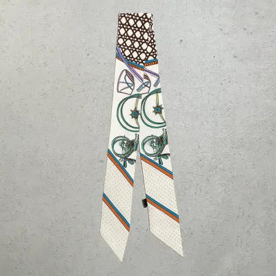 TRUEDAMES ABSTRACT PATTERN PRINTED TWILLY SKINNY SCARF