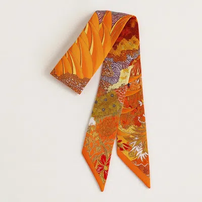 TRUEDAMES ABSTRACT ZEBRA FLORAL PATTERN PRINTED TWILLY SKINNY SCARF