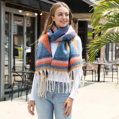 TRUEDAMES COZY CHUNKY GEOMETRIC PLAID OBLONG FRINGE WINTER SCARF