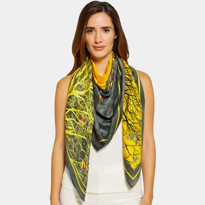 TRUEDAMES ELEGANT SILK BOTANICAL LARGE SQUARE SCARF