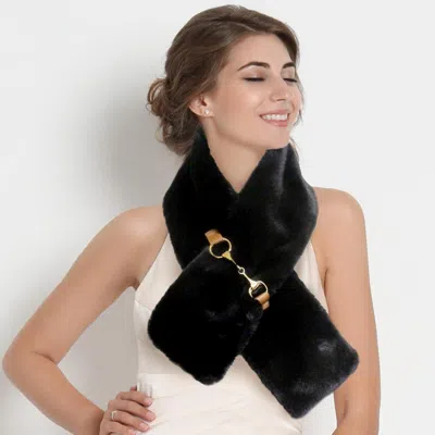 TRUEDAMES FAUX FUR LEATHER PULL THROUGH SCARF