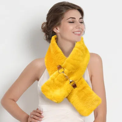 TRUEDAMES FAUX FUR LEATHER PULL THROUGH SCARF