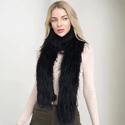 TRUEDAMES FLUFFY FAUX LONG FUR LONG WRAP SCARF