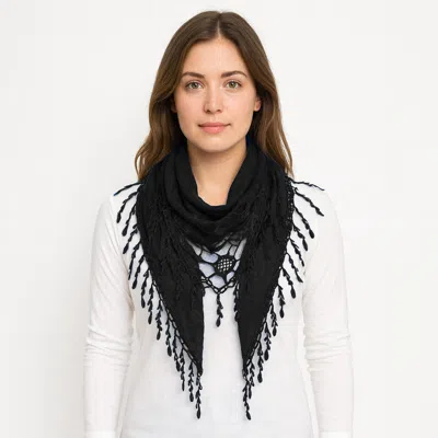 TRUEDAMES FRINGE DETAIL TRIANGLE LACE SCARF