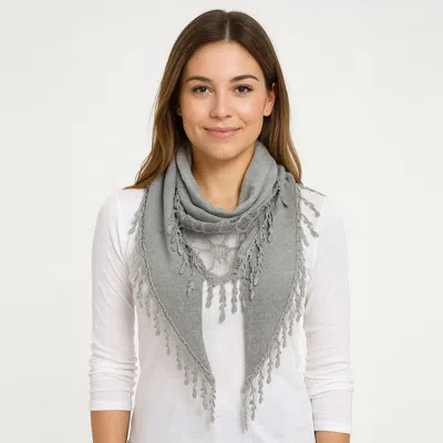 TRUEDAMES FRINGE DETAIL TRIANGLE LACE SCARF
