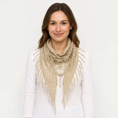 TRUEDAMES FRINGE DETAIL TRIANGLE LACE SCARF