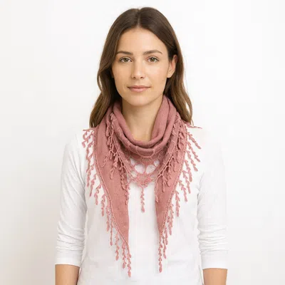 TRUEDAMES FRINGE DETAIL TRIANGLE LACE SCARF